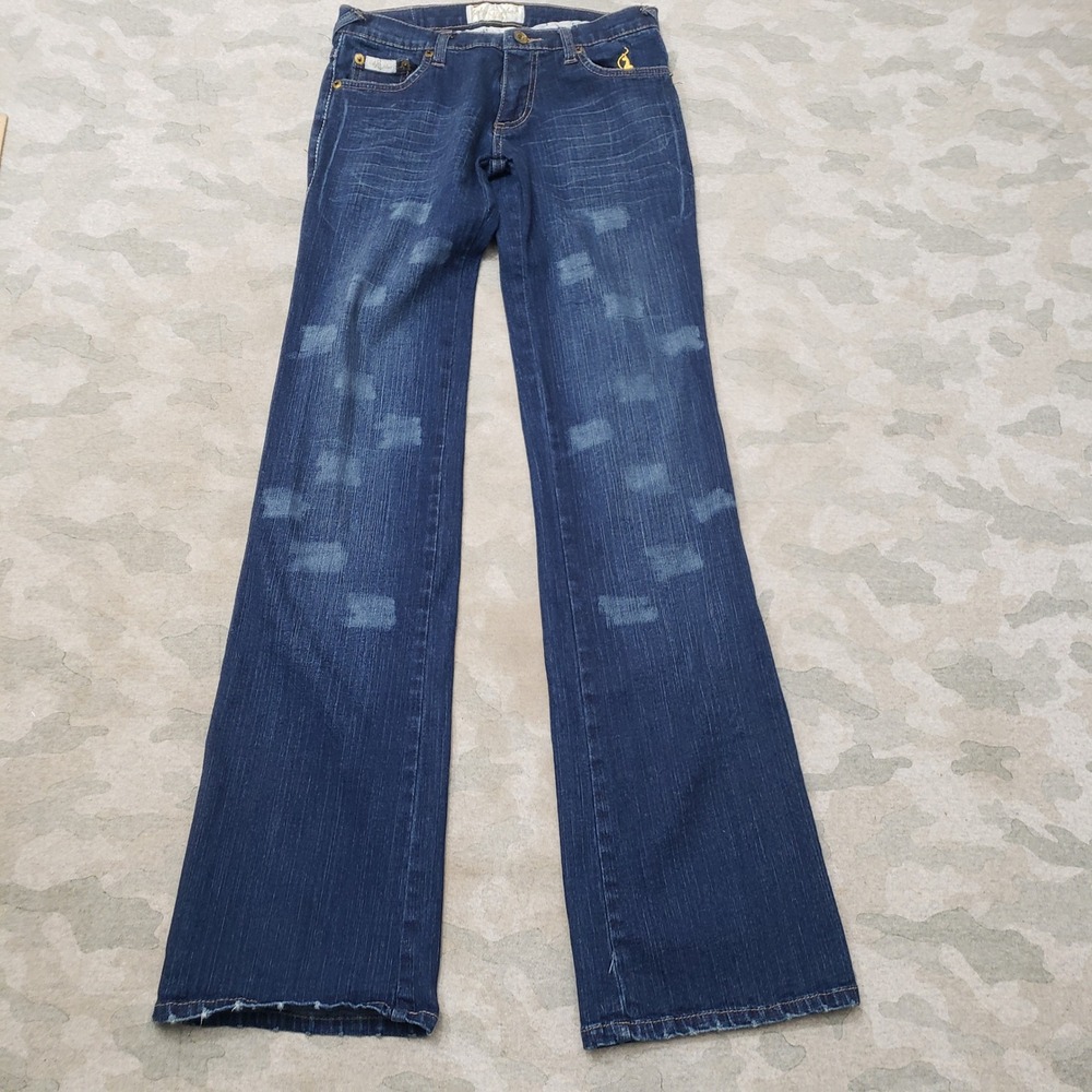 Vintage Baby Phat Jeans Women 3 Blue Y2k Flare Low Rise Embroidered Dark Wash